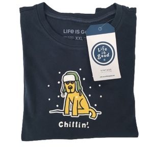 New LIFE IS GOOD Vintage Collection Boy's XXL Blue Cotton Long Sleeve T-Shirt